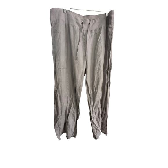 Eileen Fisher Tan Organic Linen Elastic Waist Drawstring Crop Pants Size XL - Picture 1 of 6